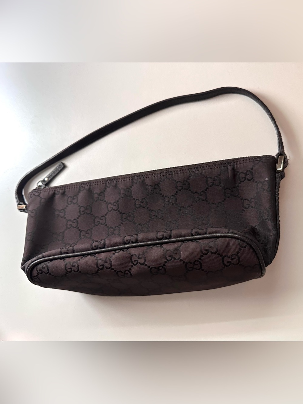 Authentic Gucci Black GG Monogram Pochette